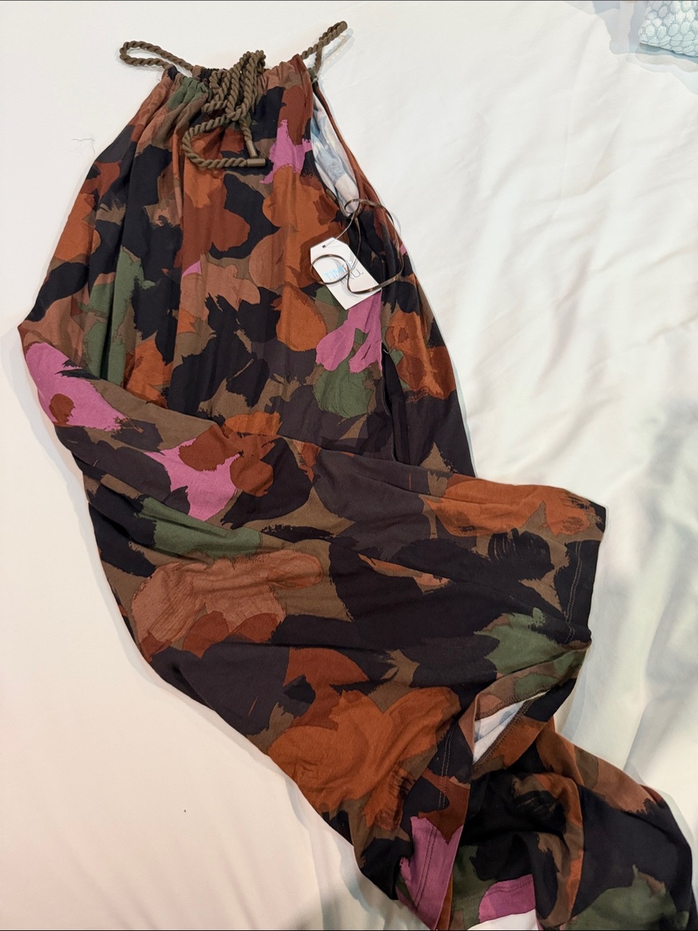 Time and Tru Tie-Dye Camouflage Print Dress in Gray, black and pink